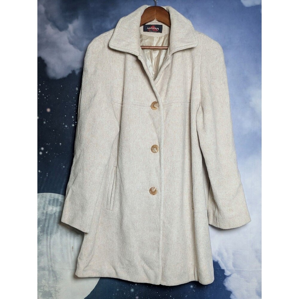 Vintage Long Wool Coat Womens L Tan Beige 90s Distressed Grunge Punk USA Made - Picture 1 of 11